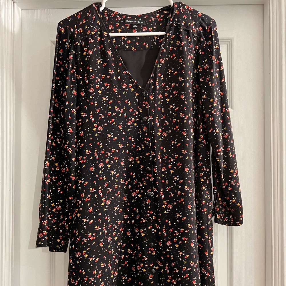 Sezane & Madewell black floral dress